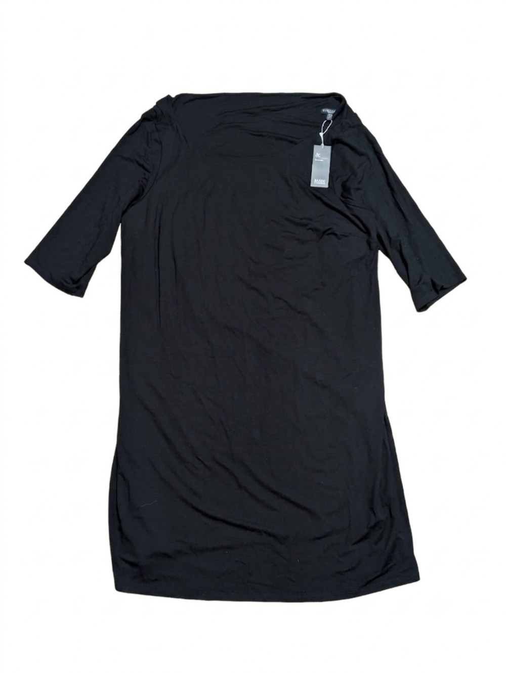 Eileen Fisher NWT Black Reversible Ballet Neck Dress 3X Plus Midi Shift Minimal